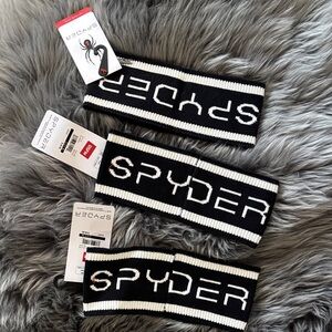 Spyder Black and White Logo Knit Ski Headband